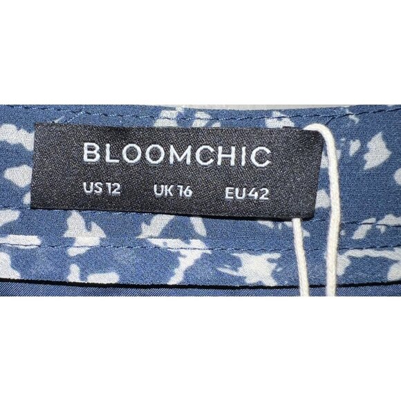 BloomChic Womens Blue & White Abstract Print Dress V-Neck Side PocketsUS 12 - Picture 3 of 3